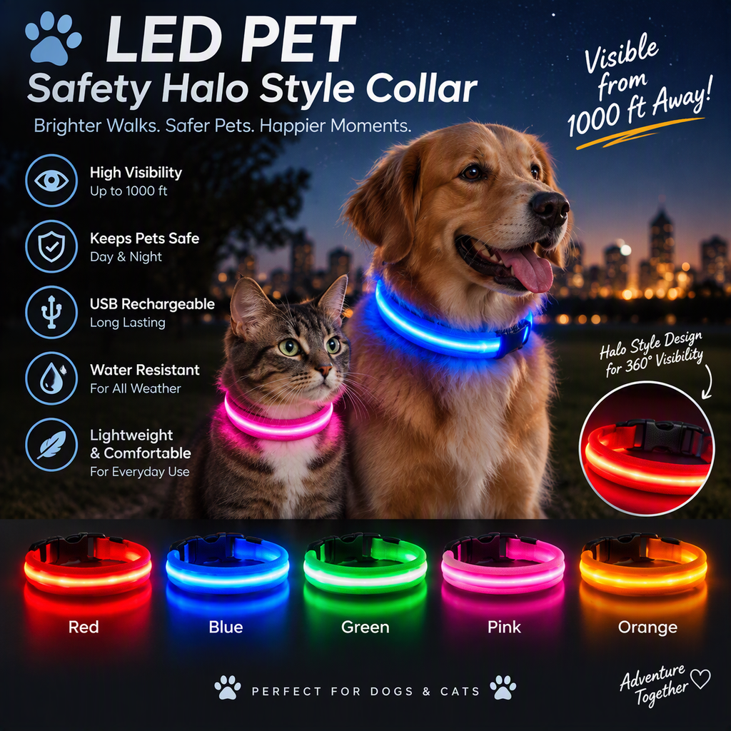 LED PET Safety Halo Style Collar